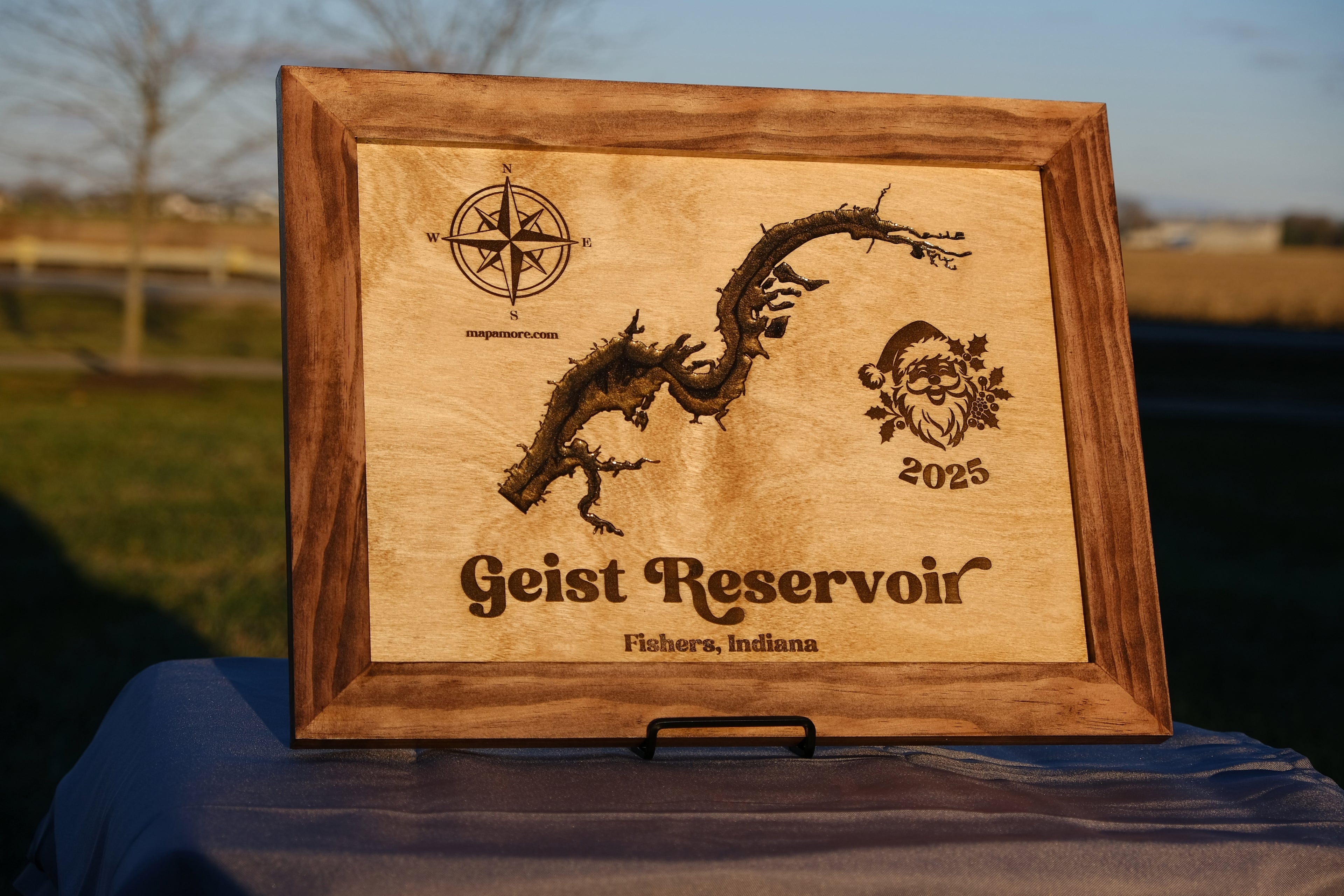 Custom Lake & Reservoir Wood Map – Epoxy Filled Wall Art