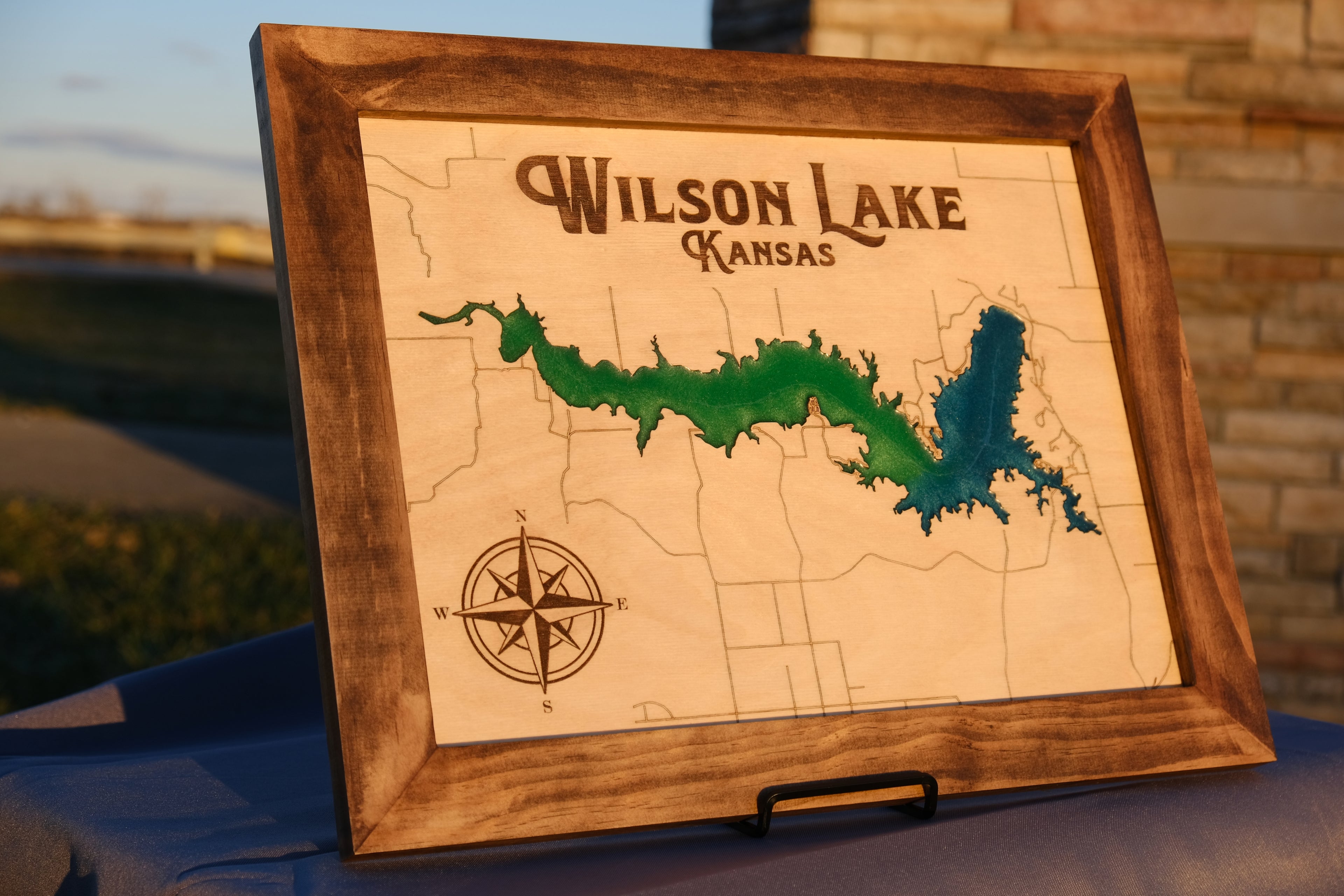 Custom Lake & Reservoir Wood Map – Epoxy Filled Wall Art