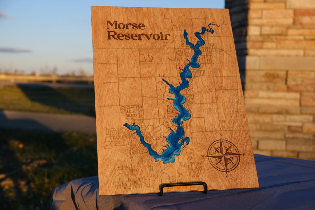 Custom Lake & Reservoir Wood Map – Epoxy Filled Wall Art