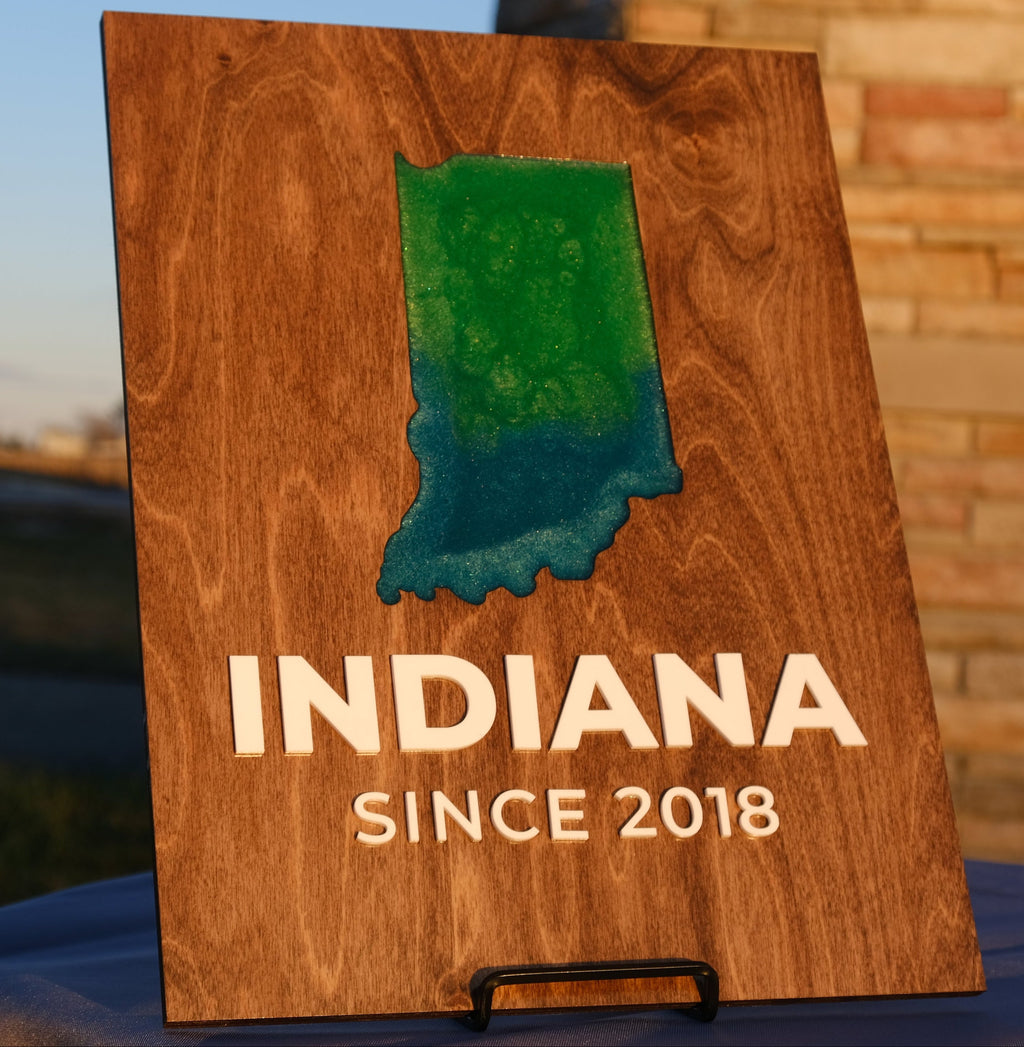 Custom State Wood Map – Epoxy Filled, Personalized Wall Art